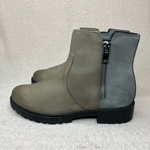 Sorel Emelie II Zip Waterproof Leather Suede Chelsea Ankle Boots-Women’s 7-Gray